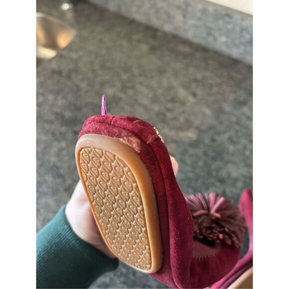 NWOB Yosi Samra burgundy suede Sammie pom foldable ballet flats sz 7 - Picture 7 of 7
